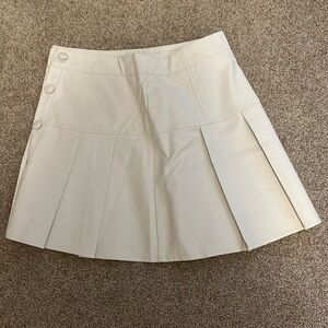 WORN ONCE White Leather pleated Mini Skirt